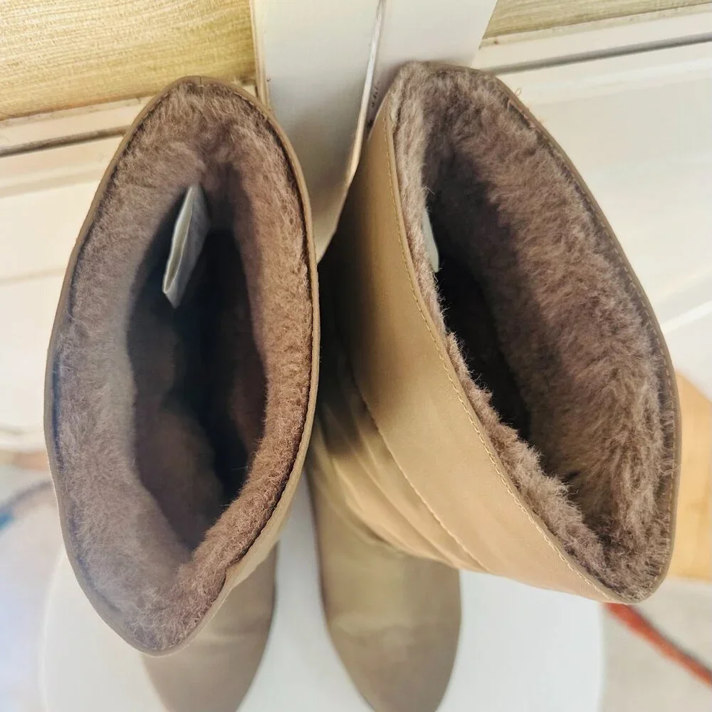 Vintage 1970s Danexx Insulated All Weather Winter Boots Tan Mid Calf 70s